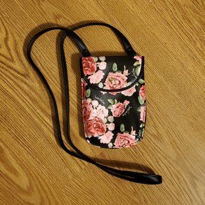 vintageJuicy Couture Mini Crossbody Black Rose Floral Love Club Cellie Purse Bag